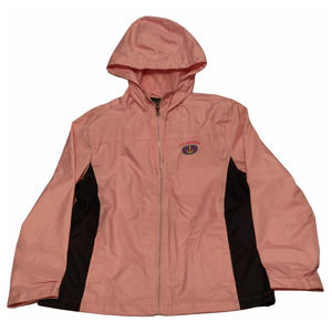 S.S. BADGER WOMEN'S PINK RAIN COAT JACKET FULL ZIP WITH HOOD SIZE LARGE